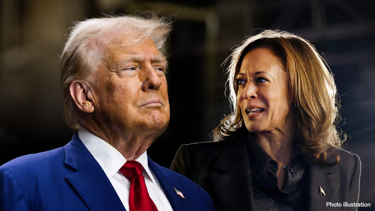 Trump and Harris photo illustration