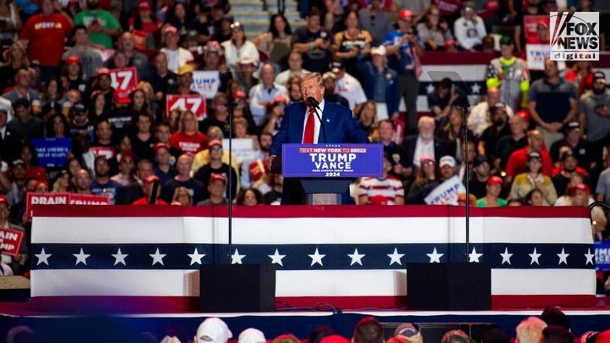 Former President Donald Trump, the GOP presidential nominee, headlines a rally at the Nassau Coliseum in Uniondale, New York, on Sept. 18, 2024.