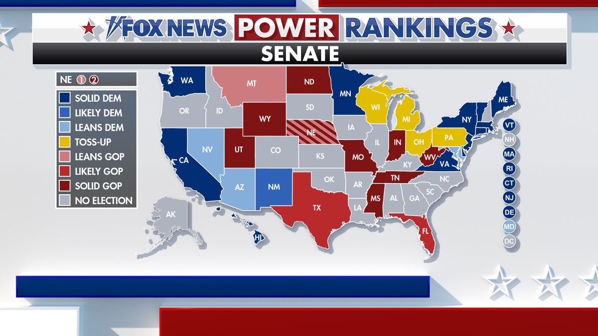 Fox News Power Rankings Senate map