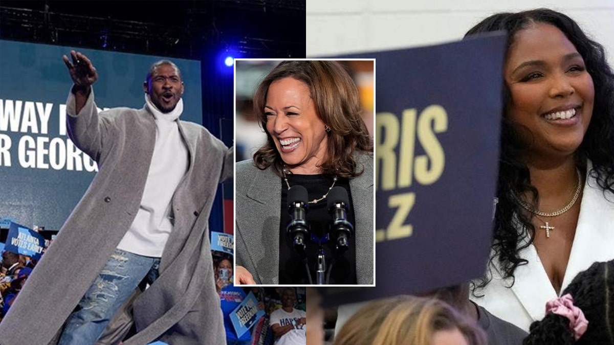 Usher, Kamala Harris and Lizzo