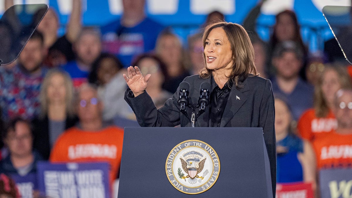 Kamala Harris at podium