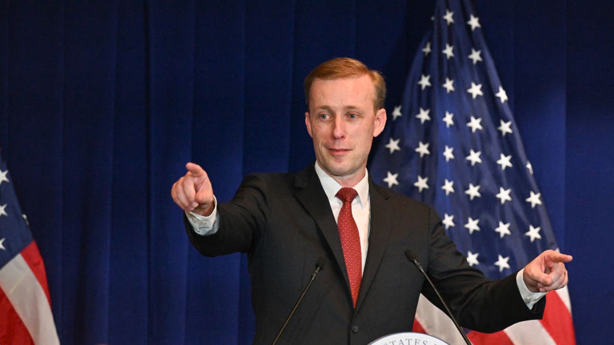 National security adviser Jake Sullivan gestures