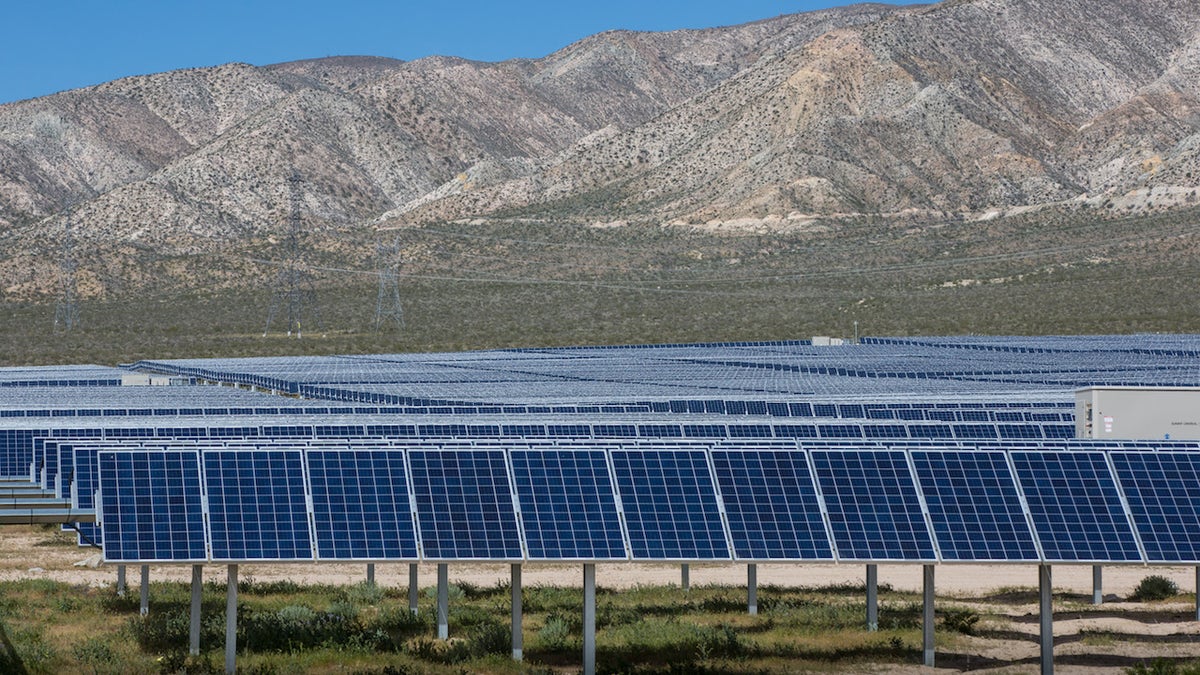 The large Barren Ridge solar panel array is viewed from Highway 58 on April 4, 2017 near Mojave, California.