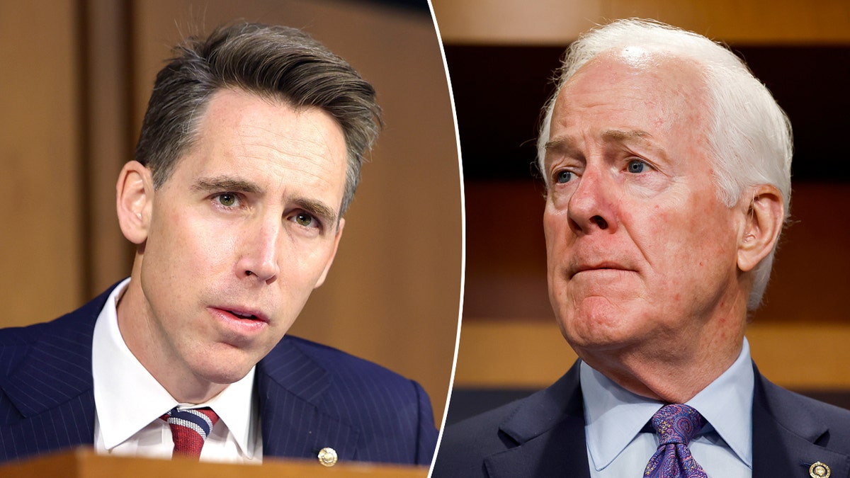 Left: Sen. Josh Hawley; Right: Sen. John Cornyn