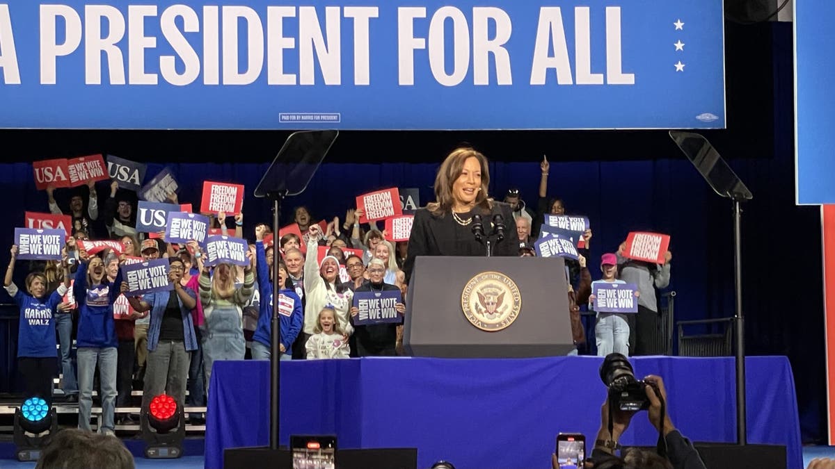 Vice President Kamala Harris, the Democratic presidential nominee, headlines a rally in Allentown, Pennsylvania, on Election Eve, November 4, 2024.