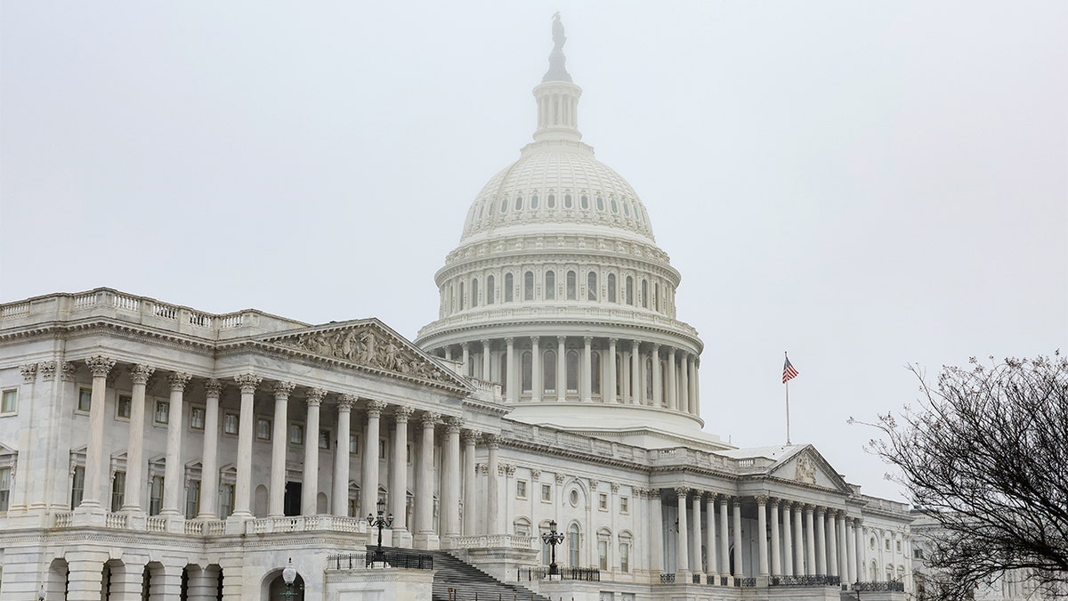 U.S. Capitol on a foggy day