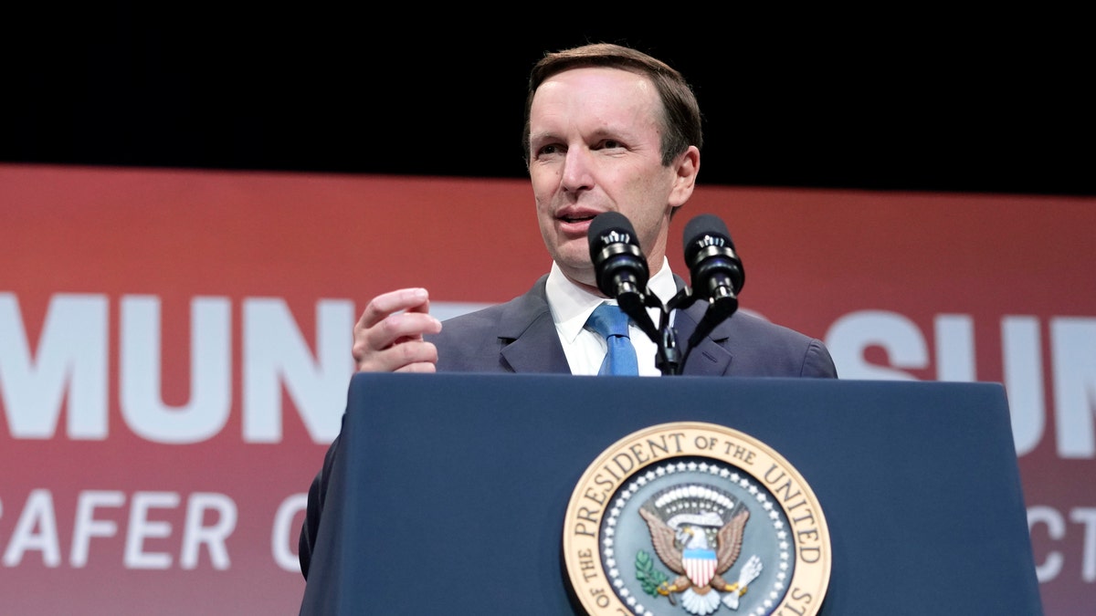 FILE — Democratic Sen. Chris Murphy of Connecticut speaks at the National Safer Communities Summit at the University of Hartford in West Hartford, Conn., Friday, June 16, 2023. (AP Photo/Susan Walsh, File)