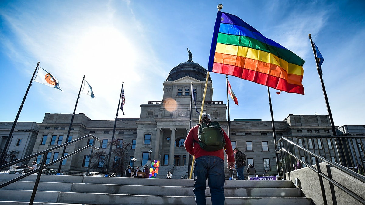 Rainbow pride flag at Montana state capitol