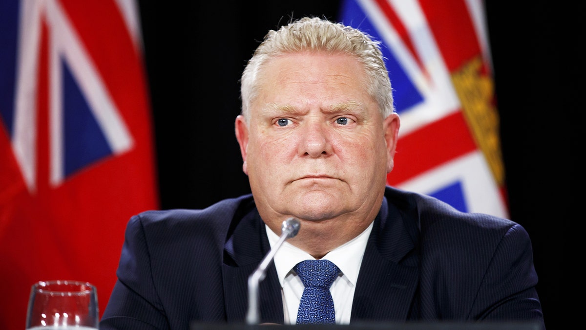 Doug Ford, Ontario, Canada's premier, listens during a news conference following the Canada's Premiers meeting in Toronto on Monday, Dec. 2, 2019.