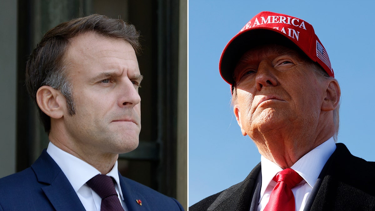 Emmanuel Macron, left, Donald Trump, right