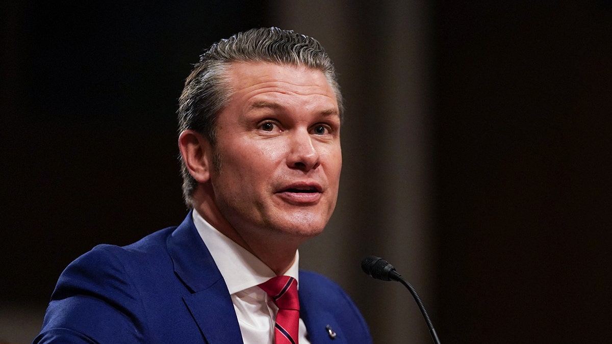 Pete Hegseth, US President-elect Donald Trump's nominee for Defense Secretary, testifies during his confirmation hearing before the Senate Armed Services Committee on Capitol Hill