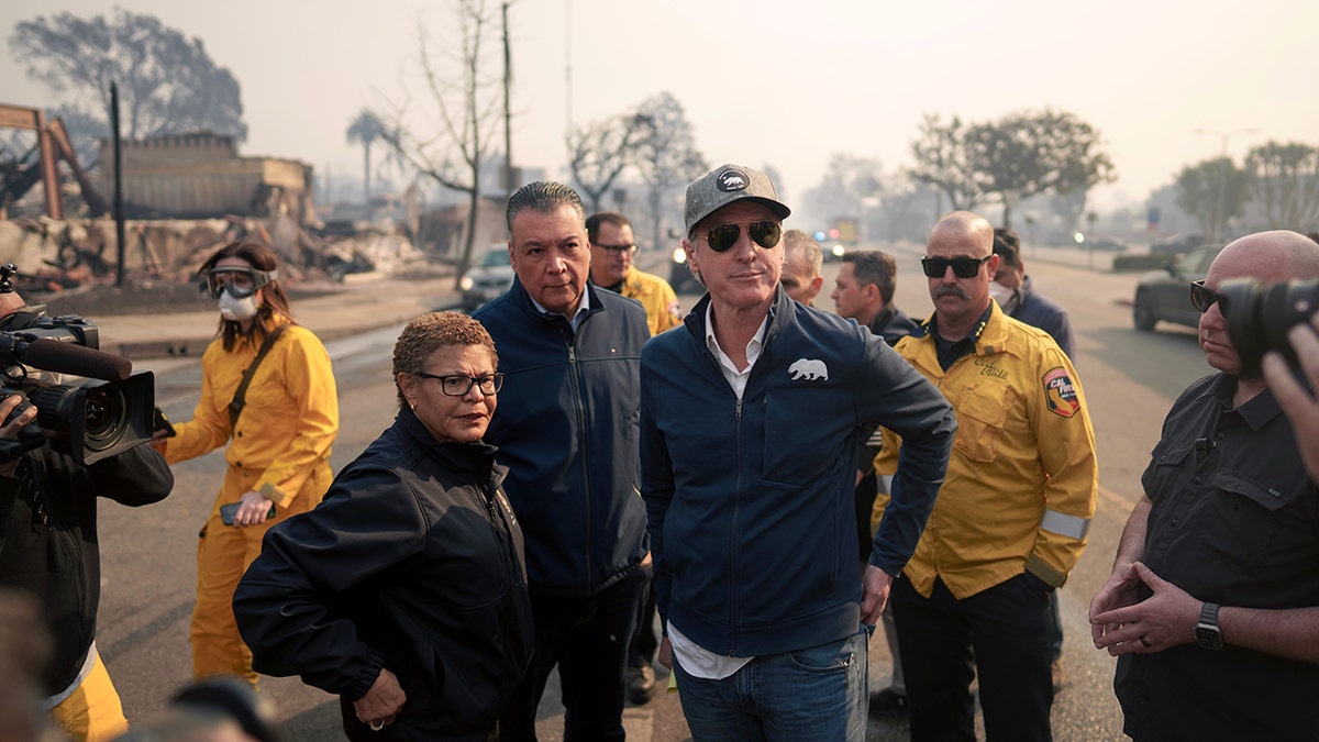 California Gov. Gavin Newsom, Los Angeles Mayor Karen Bass, and others