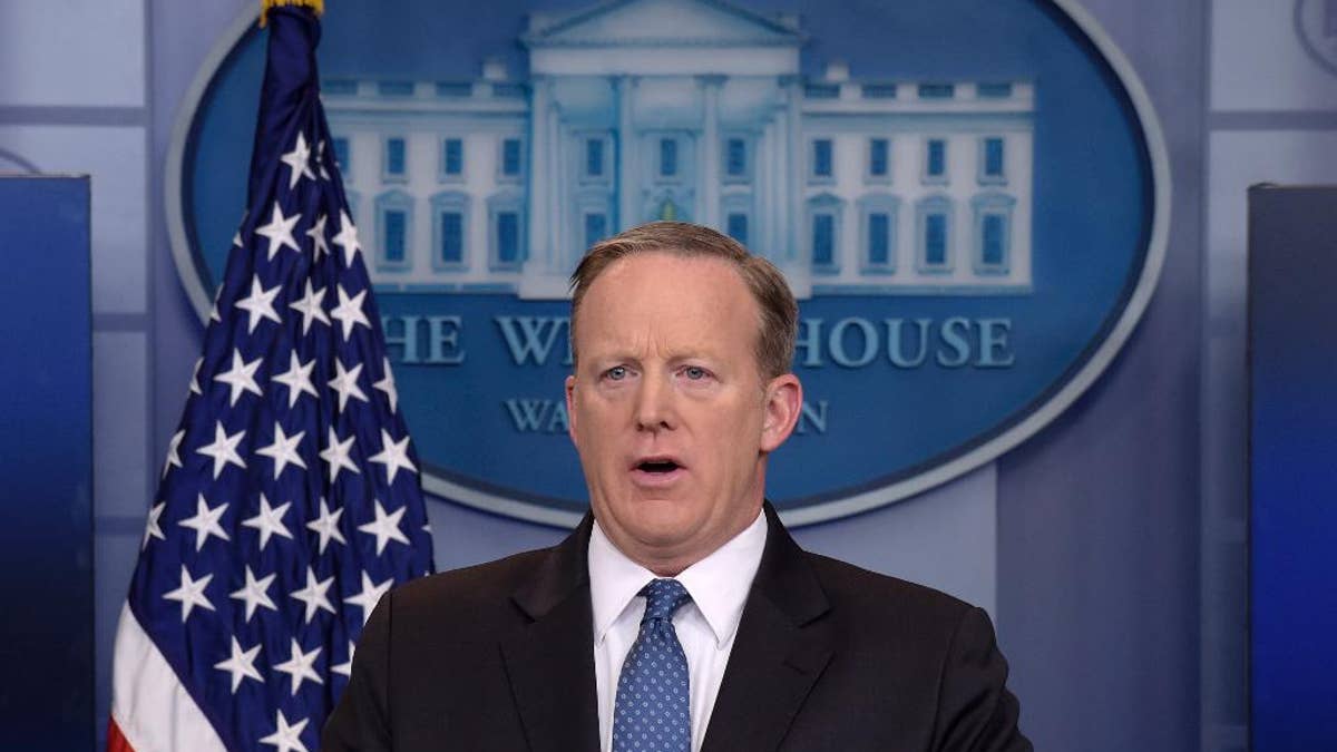 White House press secretary Sean Spicer speaks during the daily briefing at the White House