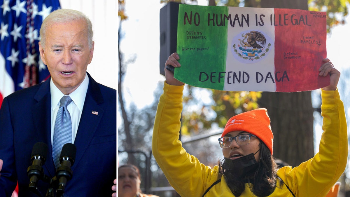 President Biden and a pro-DACA protester