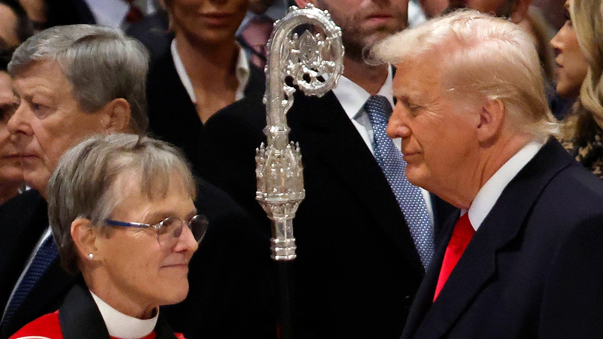 Bishop Mariann Edgar Budde and President Donald Trump