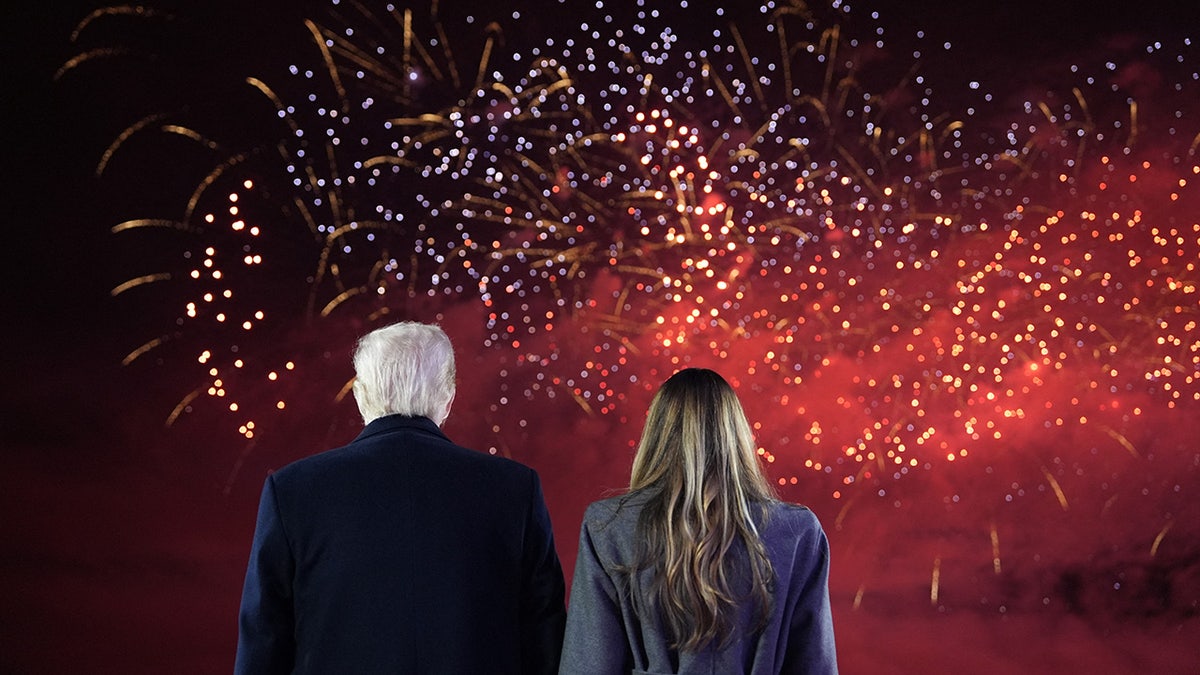 Donald Trump, Melania Trump and family watch fireworks at Trump National Golf Club