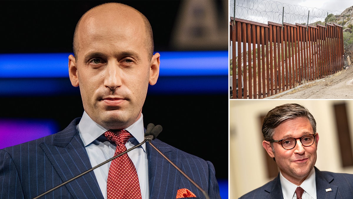 Trump adviser Stephen Miller, US border wall in Mexico, and Speaker of the House Mike Johnson