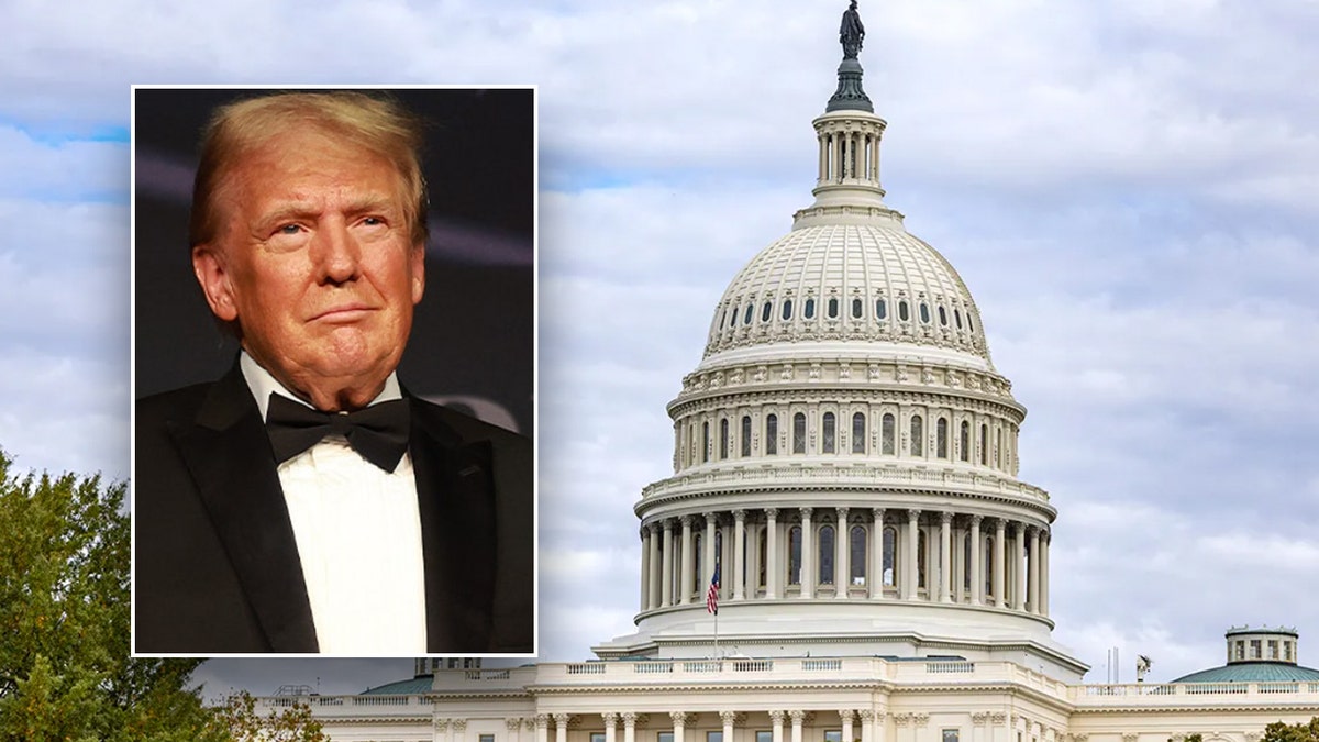 Donald Trump inset photo; U.S. Capitol main image