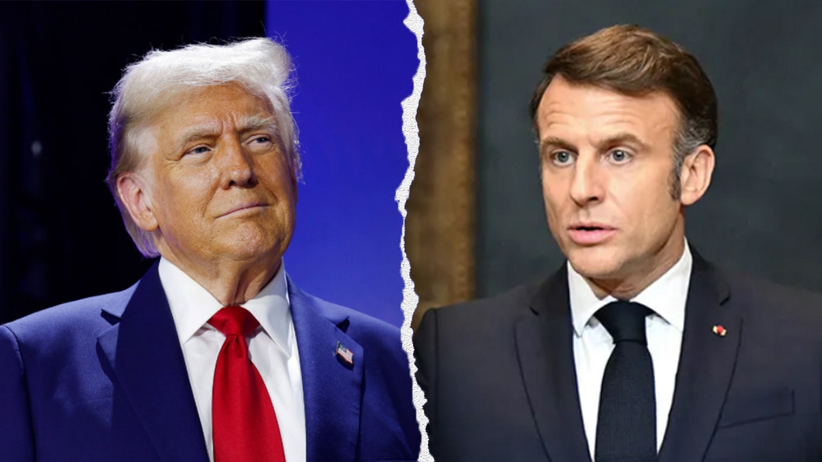 Donald Trump left; Emmanuel Macron right