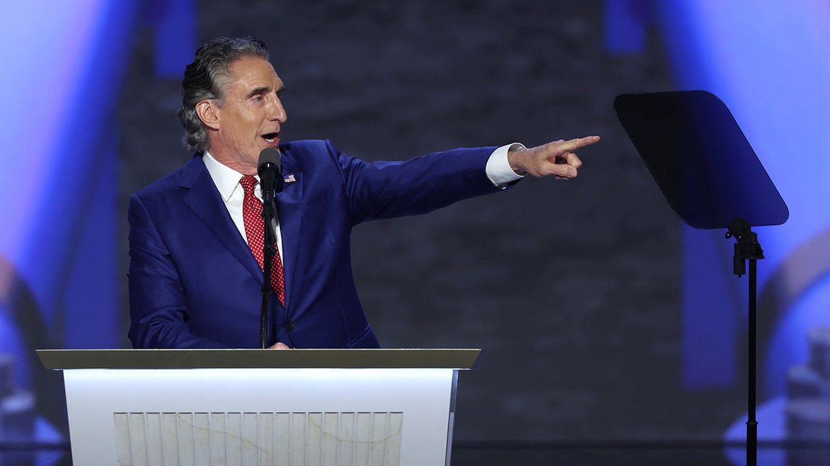 Doug Burgum at podium during RNC