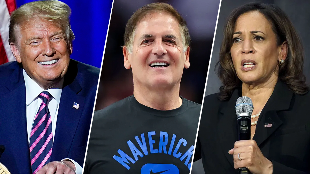 President Donald Trump, Mark Cuban, and former Vice President Kamala Harris 