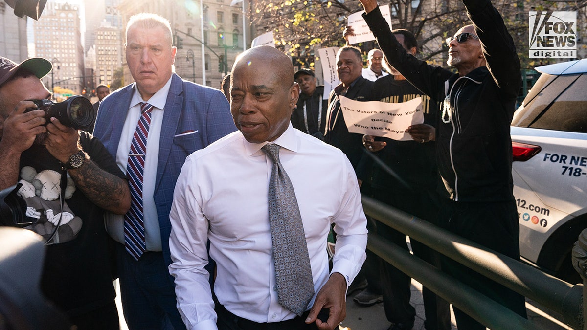 New York City Mayor Eric Adams departs Thurgood Marshall United States Courthouse in New York City