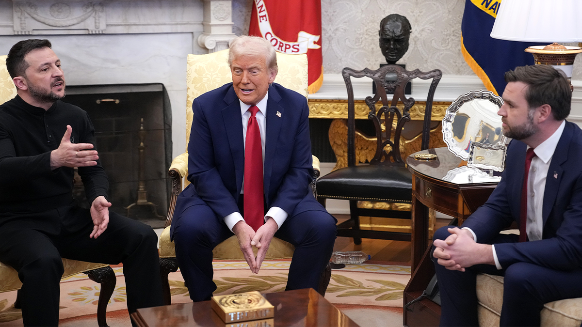 Ukrainian President Volodymyr Zelenskyy, President Donald Trump and Vice President JD Vance