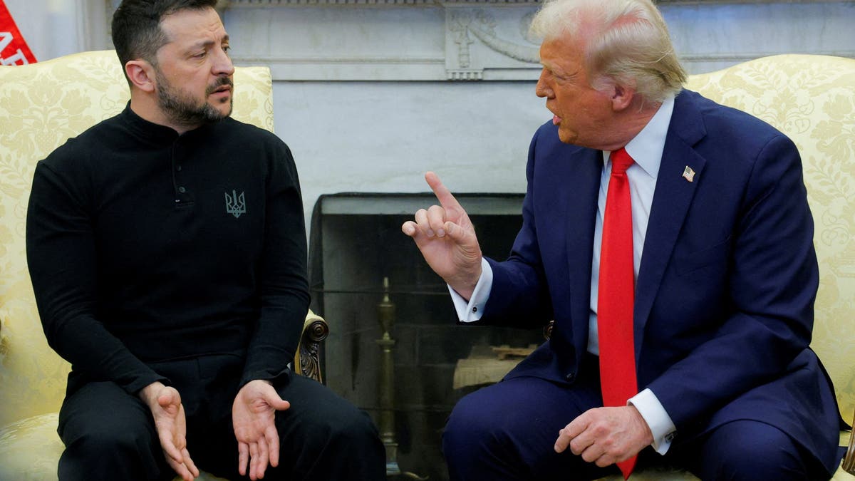 President Donald Trump meets with Ukrainian President Volodymyr Zelenskiy at the White House in Washington, D.C., Feb. 28, 2025. 