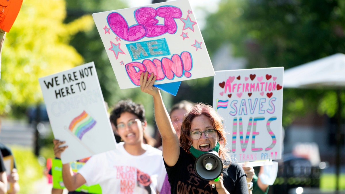 student pro-trans rights protest