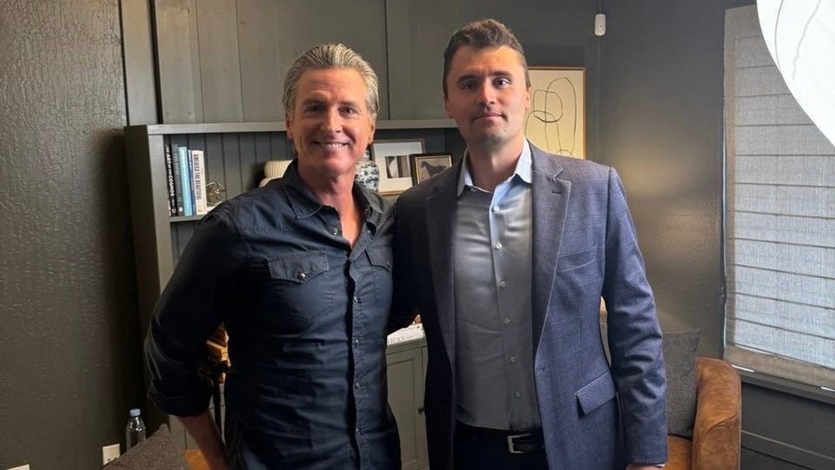 Gov. Gavin Newsom and Charlie Kirk