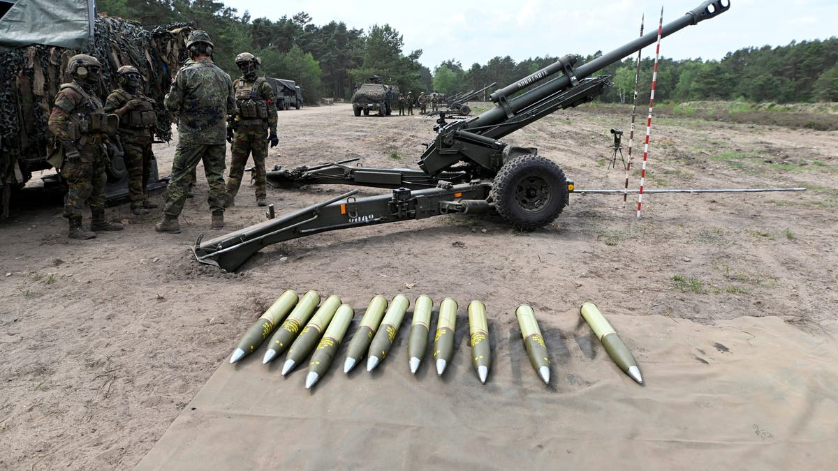 Ammunition for a howitzer is seen during training at a German army base on a NATO media day 