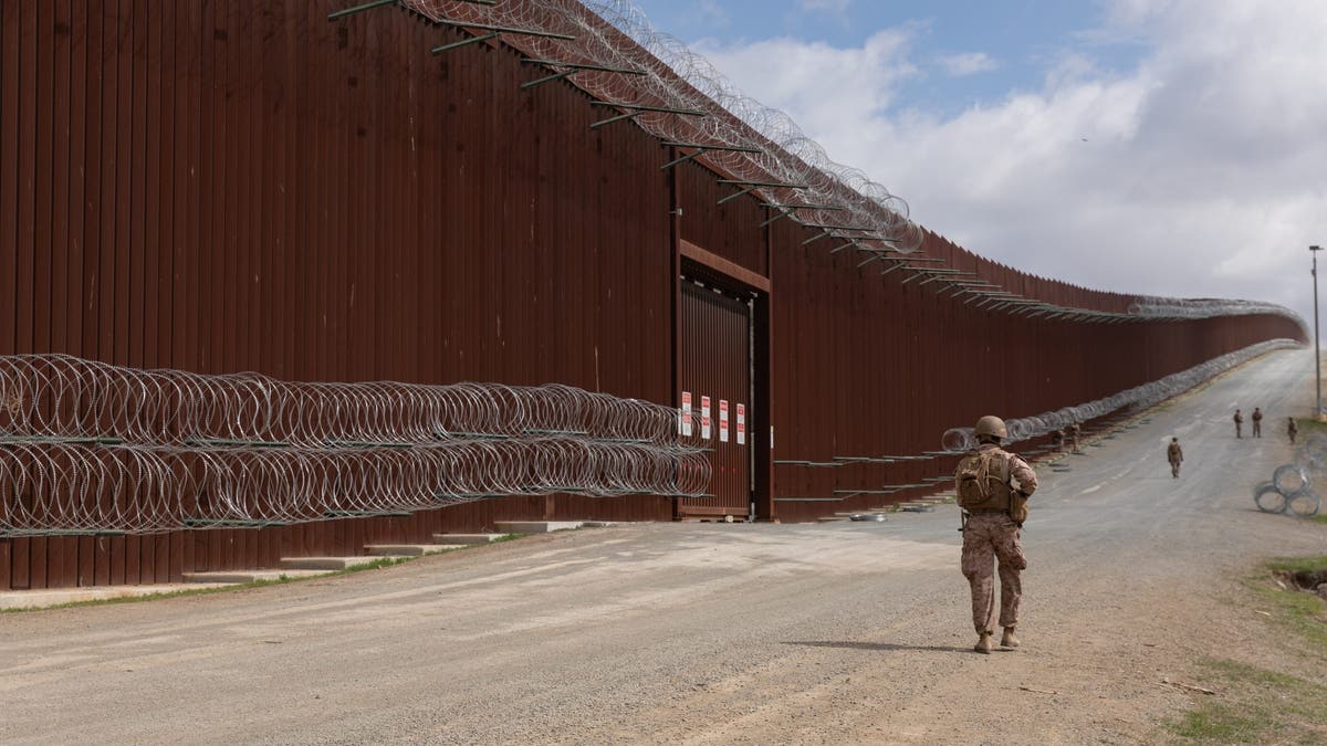 Marine patroling along stretch of U.S. southern border