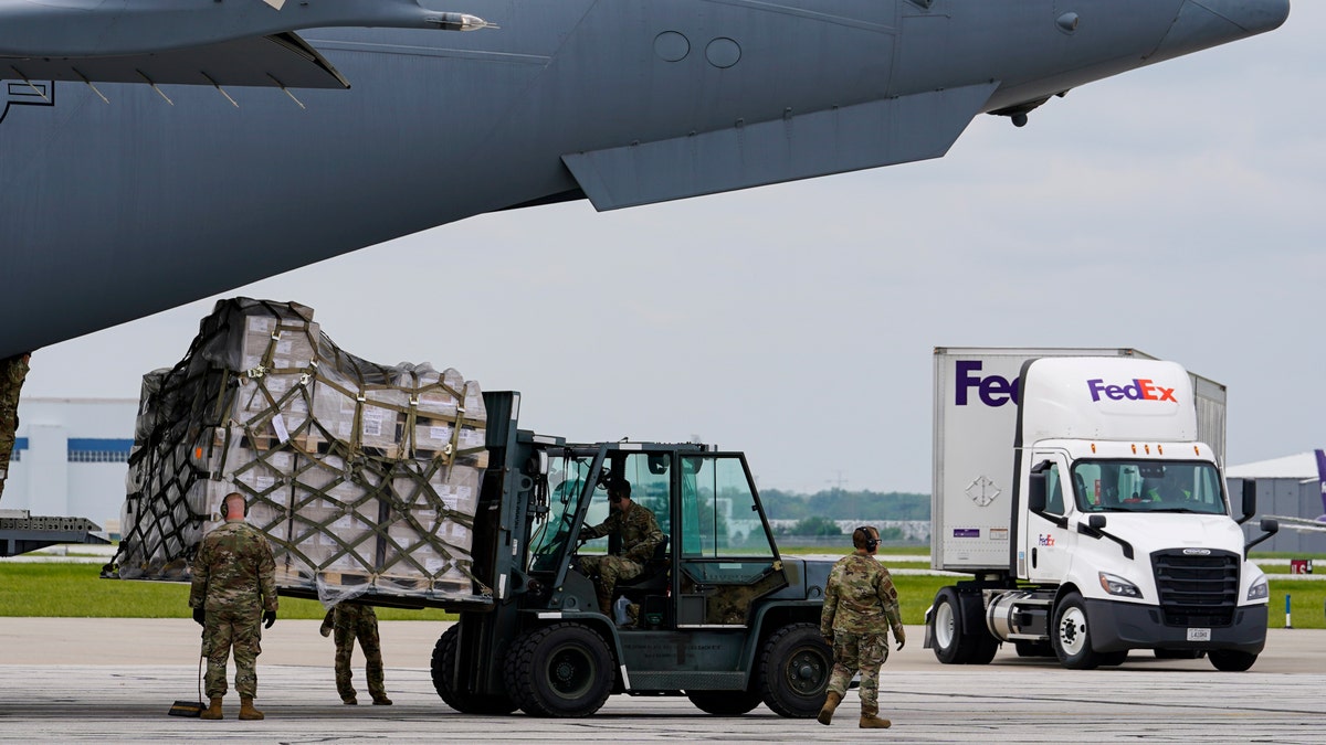 Pallets of baby formula transferred to a truck