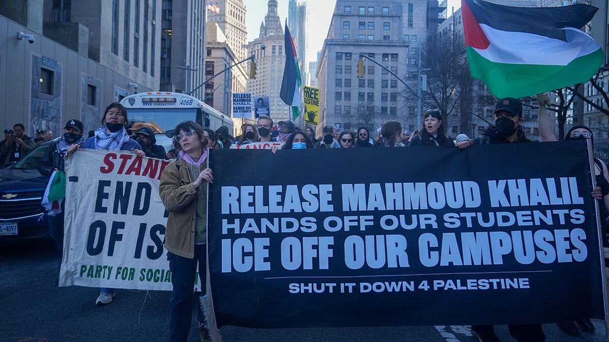 Anti-Israel protesters in NYC march against the ICE arrest of a Columbia graduate student