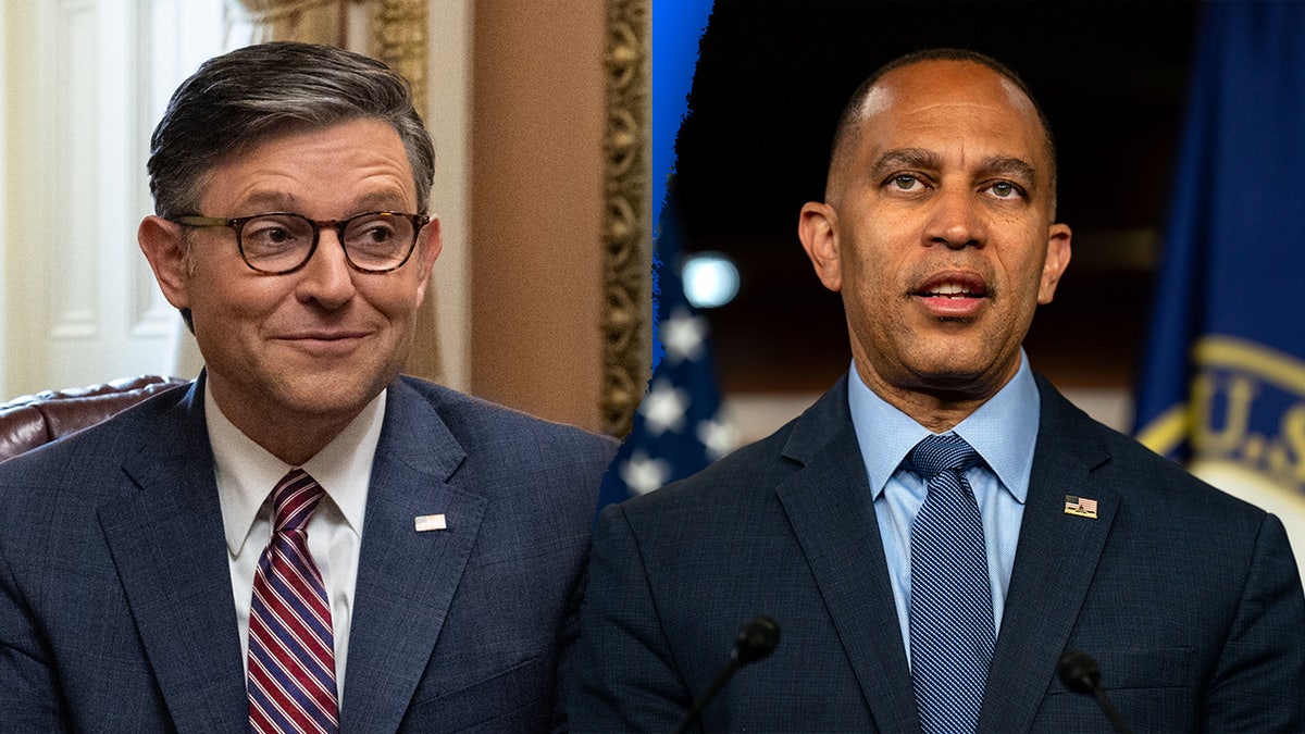 House Speaker Mike Johnson, House Minority Leader Hakeem Jeffries split