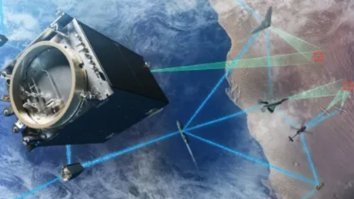 Concept image of space-based lasers and radar