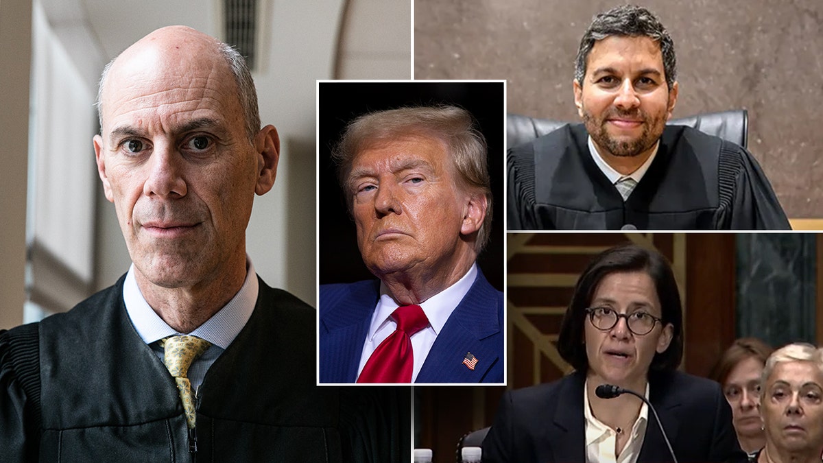 split photo of Donald Trump and Judges Ali, Boasberg, Reyes