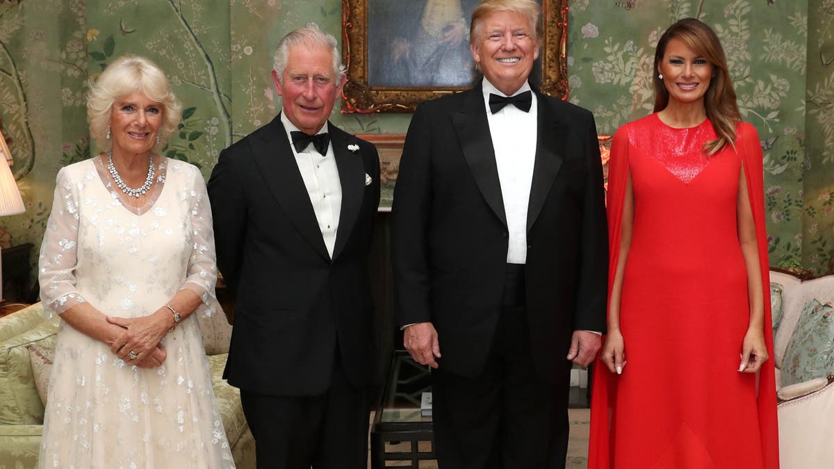 Trump posing with King Charles, Melania and Camilla