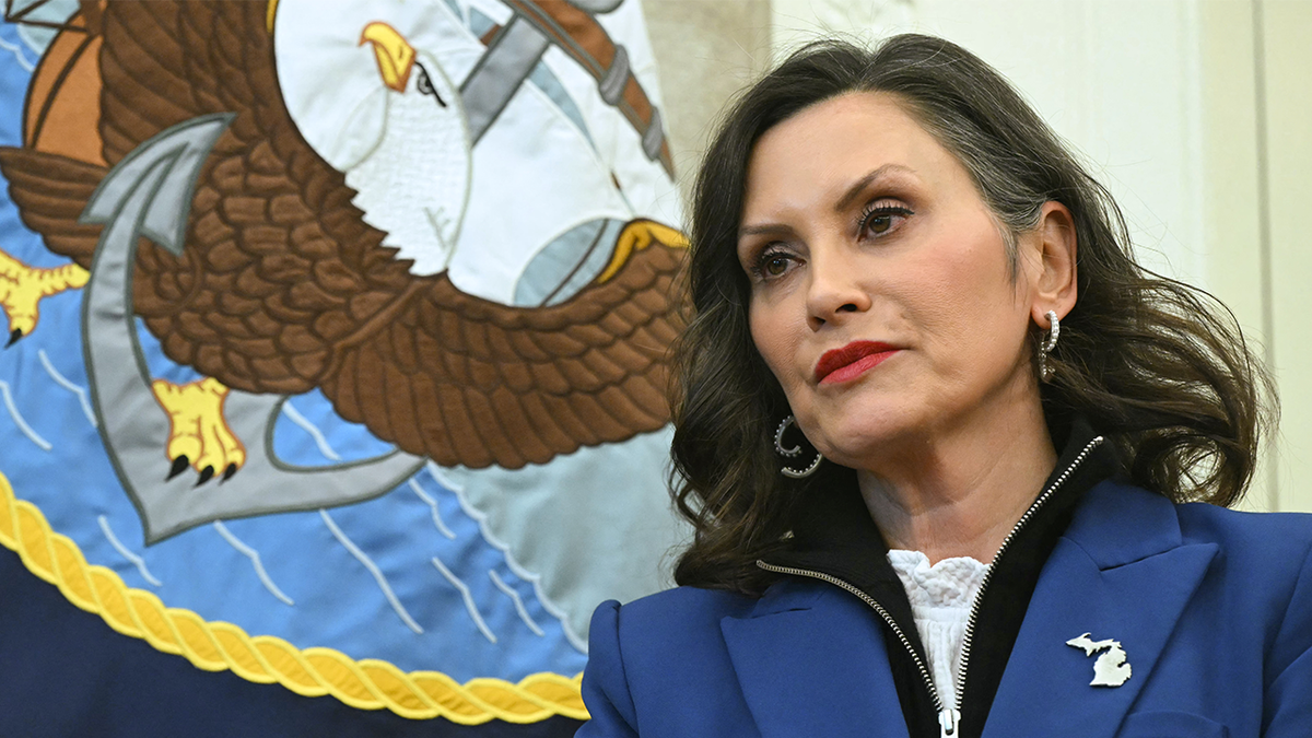 Michigan Gov. Gretchen Whitmer is shown in the Oval Office on April 9, 2025.