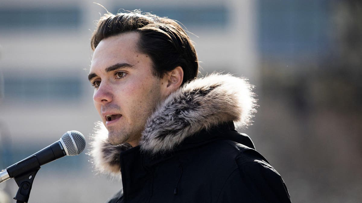 Parkland school shooting survivor David Hogg speaks to Michigan State University students as they gather to protest gun violence a week after a mass shooting at the State Capitol in Lansing, Michigan, U.S., February 20, 2023. REUTERS/Emily Elconin