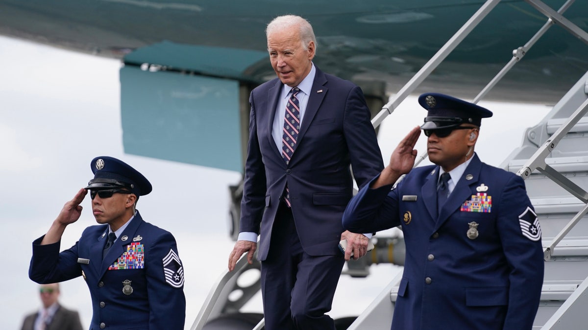 President Joe Biden arrives at Boston Logan International Airport