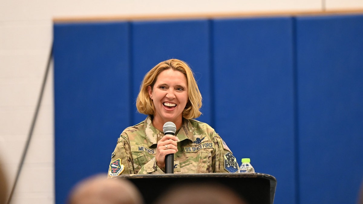 Col. Susan Meyers at change of command ceremony