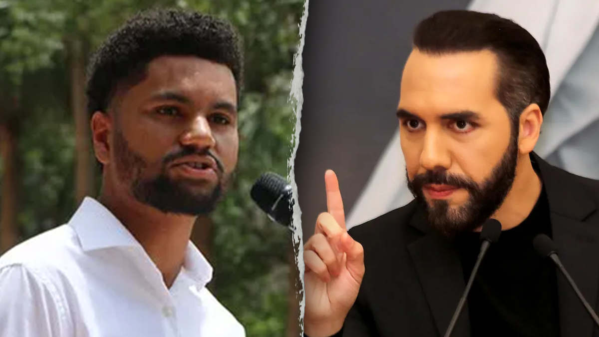 Far-left Rep. Maxwell Frost, D-Florida, (left) broke his silence on Tuesday after an unearthed social media post of rap lyrics set off a firestorm of controversy with even Salvadoran President Nayib Bukele (right) weighing in. 
