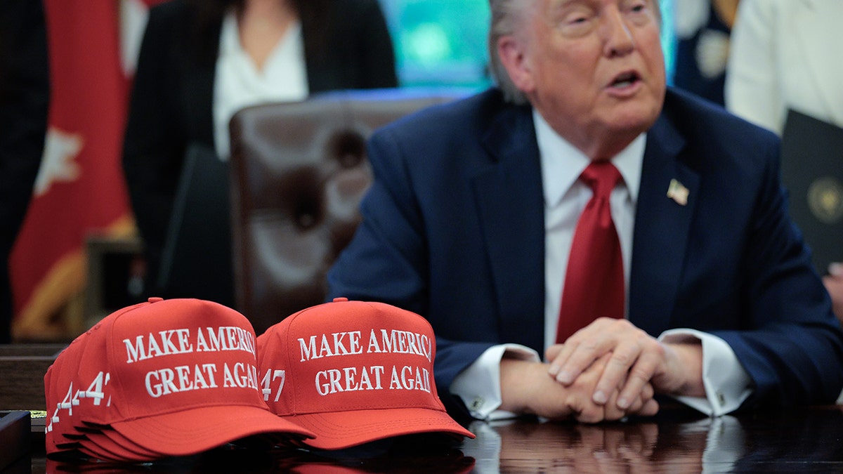 President Donald Trump speaks to the media