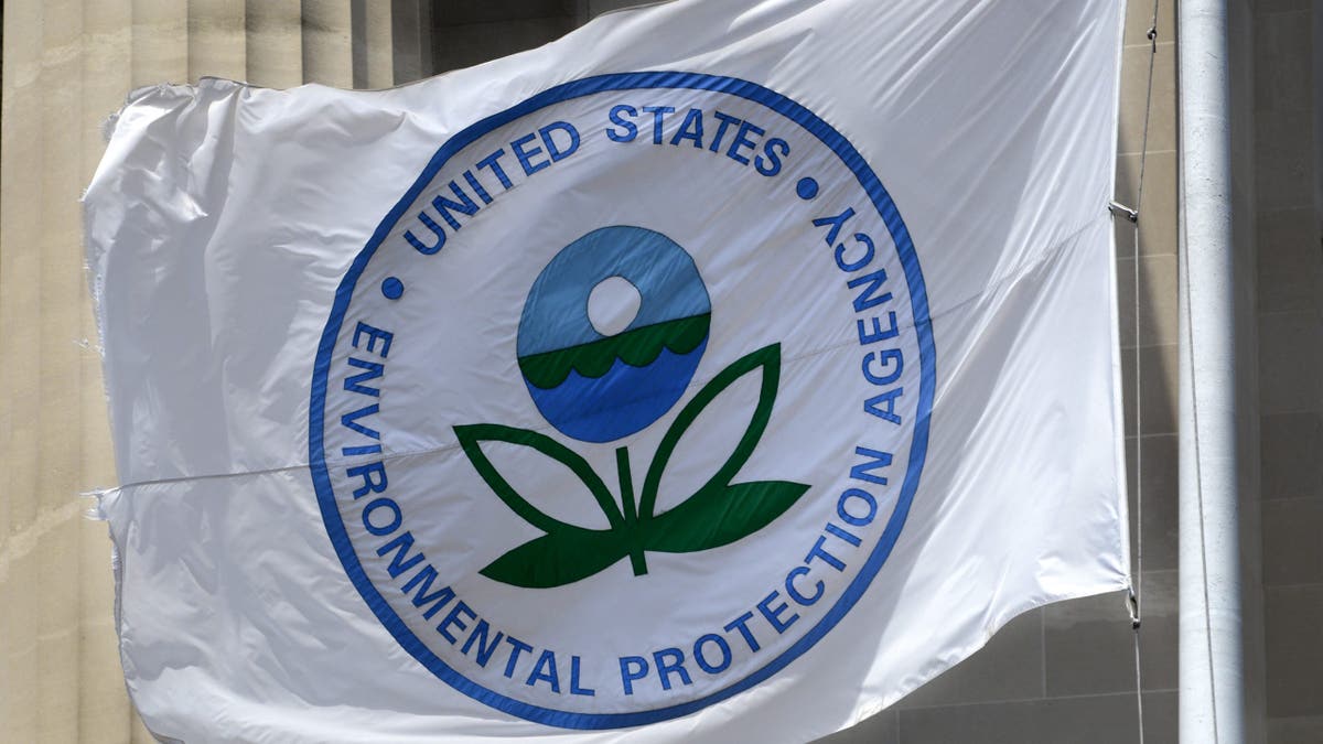 A flag with the United States Environmental Protection Agency logo flies at the agency's headquarters in Washington, D.C.