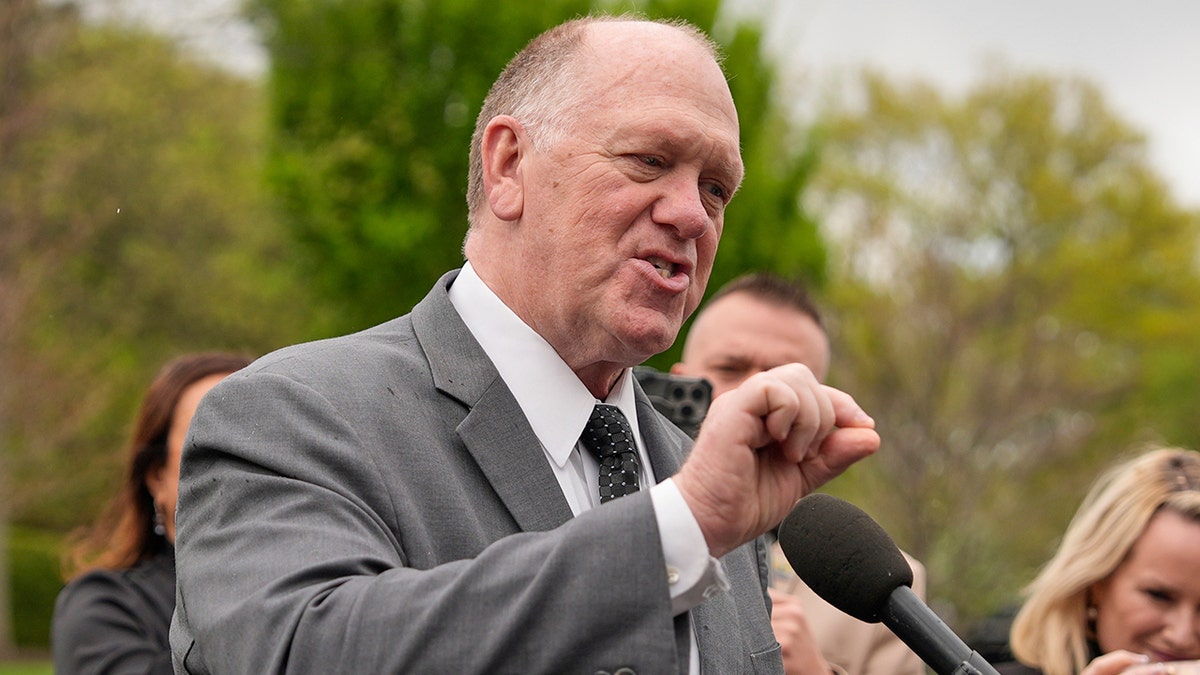 White House border czar Tom Homan speaking with reporters outside the White House