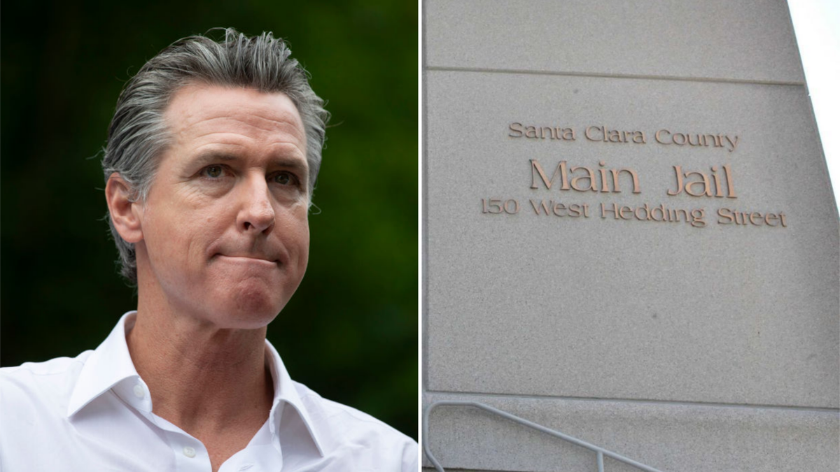 California Gov. Gavin Newsom; Santa Clara County Main Jail (Getty)