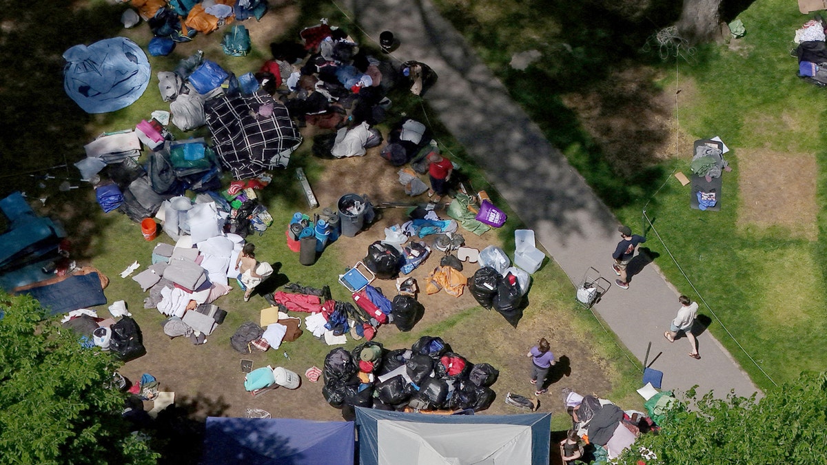 Pro-Palestinian protesters pack up their encampment at Harvard University amid conflict between the school and the Trump administration.