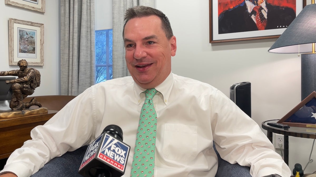 Rep. Richard Hudson of North Carolina, chair of the National Republican Congressional Committee, is interviewed by Fox News Digital on April 7, 2025 in Washington, D.C.