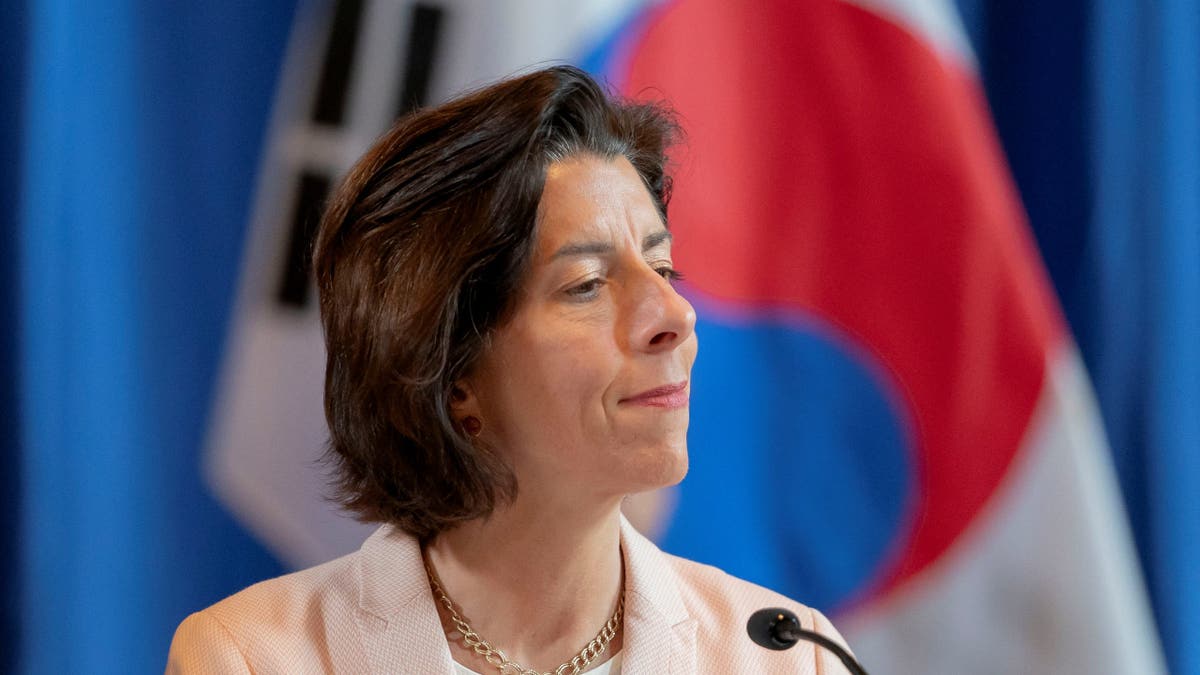 Then-Commerce Secretary Gina Raimondo attends a meeting of Japanese and South Korean trade ministers at the Commerce Department in Washington, D.C., on June 26, 2024.